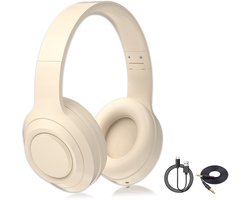 Gloovon - Over Ear Koptelefoon Draadloos - Opvouwbaar - Hi-Fi - Bluetooth 5.0 - met Microfoon voor PC/TV/Telefoon - Wit