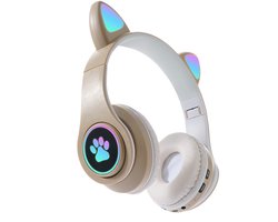 KINSI Bluetooth Gaming Headset - Stylish Kat Oor Design met LED - Verlichting! Perfect voor Meisjes, Compatibel met Alle Apparaten (Tablet / Computer / Telefoon)