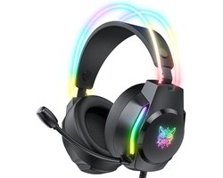 KINSI Gaming Headset met RGB Verlichting - Bedrade Koptelefoon met 3D Surround Sound