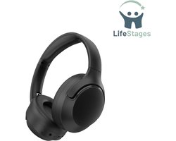 LifeStages - Noise Cancelling Hoofdtelefoon - Hybride Actieve Ruisonderdrukkende Hoofdtelefoon Draadloos Bluetooth 5.3 - Opvouwbare Over-Ear Hoofdtelefoon - 65 Uur Speeltijd - Multipoint Verbinding - Zwart
