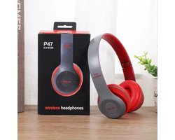P47 Draadloze Bluetooth Koptelefoon met Microfoon Opvouwbaar Headsets -Tws Bas - Muziek Stereo Oortelefoon Voor Smartphones -TV - Gamen - Kleur ROOD