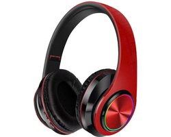 Pro Care Excellent Quality® Headset met Microfoon LED verlichting - Headset Draadloos - Bluetooth - Active Noise Reduction - SD card mogelijkheid - Kleur Rood Zwart