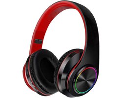 Pro Care Excellent Quality® Headset met Microfoon LED verlichting - Headset Draadloos - Bluetooth - Active Noise Reduction - SD card mogelijkheid - Kleur Zwart Rood