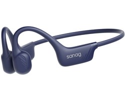 Sanag Sport Headphone – Koptelefoon Fietsen & Hardlopen – IPX 7 Waterdicht & Lichtgewicht – 7 Uur Batterij – Noise Cancelling – Blijft Stevig Zitten tijdens Sporten – Magnetisch Opladen – Blauw