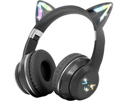 SANORUM Draadloze Koptelefoon Over-Ear voor Kinderen - RGB LED lampjes - Bluetooth 5.1 - 60dB ruisonderdrukking - Micro SD poort - opvouwbare over-ear hoofdtelefoon - Zwart