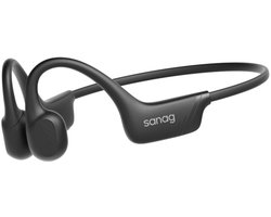 Sercano Bone Conduction Headphone – Koptelefoon Fietsen & Hardlopen – IPX 7 Waterdicht & Lichtgewicht – 7 Uur Batterij – Noise Cancelling – Blijft Stevig Zitten tijdens Sporten – Magnetisch Opladen – Zwart
