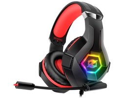 StayPowered Gaming Headset - Ultiem Surround Sound - Noise Cancelling Microfoon - Comfortabel en Duurzaam - Multiplatform Compatibel - RGB LED Verlichting - Stevige Gevlochten Kabel - Zwart/Rood - Levering Sneller dan Aangegeven!