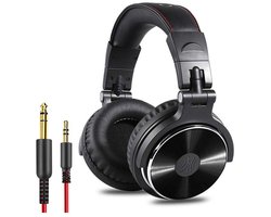 TOVBMUP Bedrade DJ-koptelefoon - Hoge-resolutie audio - Met microfoon - Superbas - Opvouwbaar - Met deelpoort - Dubbele kabelverbinding - Geschikt voor computers, studio's, piano's en gitaren