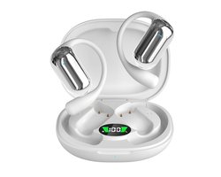 Ynkkvre -Open-Ear Bluetooth Oordopjes 5.4 – Air Conduction Hoofdtelefoon met Oorhaken – 80 Uur Speeltijd, LED Display, Touchbediening – Sport & Outdoor - Wit