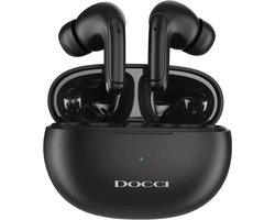 Docci® Draadloze Oortjes | Oordopjes met Noise Cancelling | Bluetooth Earbuds in Earpods-stijl | Voor iOS & Android | Zwart