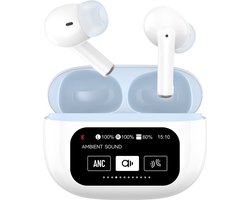 Draadloze Oordopjes Touchscreen Scherm Wit - In-Ear Oordopjes draadloos - Draadloze oortjes bluetooth - Noise cancelling ANC+ENC - Ntech