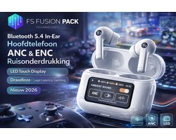 FS Fusion Pack EchoWave – Draadloze Bluetooth 5.4 Oordopjes met ANC & ENC – In-Ear Hoofdtelefoon – Noise Cancelling – LED Touch Display – Lage Latency Gaming – Oplaadcase – Nieuw 2026 ANC & ENC LED Touch Display– & ENC Ruisonderdrukking