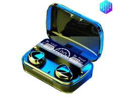 FS Fusion Pack M10 TWS 5.0 Draadloze Oortjes – Bluetooth 5.1 In-Ear Headset met LED Display – Waterdicht IPX4 – Sport Oordopjes met Oplaadcase – Zwarte Mini Draadloze Earbuds