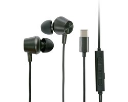 Grundig Oortjes met draad USB C - In-Ear Oordopjes met Draad 120cm - Earbuds met Microfoon - Geschikt voor iPhone, Samsung en Tablet - Active Noise Cancellation - Zwart