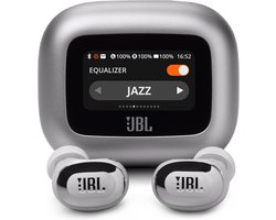 JBL Live Buds 3 - Draadloze Noise Cancelling Oordopjes - Bluetooth Oortjes - In-ear - Smart Charging Case met Display - 40 uur batterij - Zilver