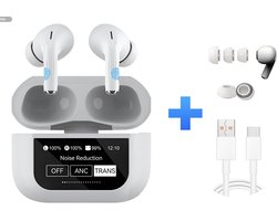 Oortjes Draadloos - Draadloze Oordopjes – Bluetooth 5.4 – Active Noise Cancelling – 20u Speeltijd – Oplaadcase met Touch Display - ENC