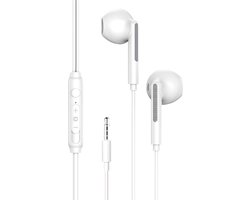 Oortjes met Draad - 3.5mm Jack Aansluiting - In-Ear Oordopjes met Draad - Oortjes met Draad en Microfoon - Wit