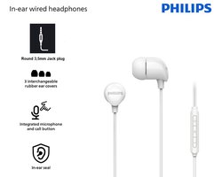 Philips Oordopjes - Rijke Bas Helder Geluid Bedraad In-ear Met Microfoon