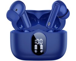 SBG Draadloze Oordopjes - Noise Cancelling - Headset - Bluetooth 5.4 - Earbuds oplaadcase - LED Display - Met Microfoon - Extra dopjes - Blauw