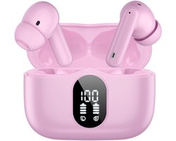 SBG Draadloze Oordopjes - Noise Cancelling - Headset - Bluetooth 5.4 - Earbuds oplaadcase - LED Display - Met Microfoon - Extra dopjes - Roze