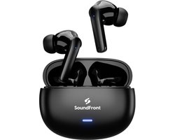 Soundfront Ultimate Draadloze Oordopjes - Bluetooth Oortjes - 26dB Active Noise Cancelling - Oortjes draadloos - Geschikt voor Smartphones & Laptops - Zwart