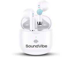 SoundVibe® - Earbuds Draadloos Met Noice Cancelling - Wit - Bluetooth Oordopjes - Noice Cancelling Hoofdtelefoon - Draadloze Oordopjes - Oortjes Draadloos