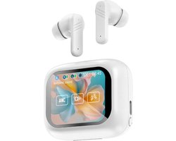 SoundVibe® - Earbuds Draadloos Met Noice Cancelling - Wit - Bluetooth Oordopjes - Noice Cancelling Hoofdtelefoon - LX-10 Earpods met Scherm - Werkt Met Apple En Android - Earpods USB C - Wireless Earphons - Oortjes Draadloos