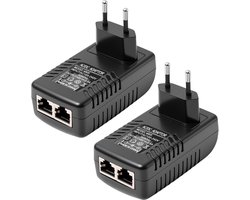 2-Pack Gigabit PoE Injector 48V 0.5A EU-stekker voor IP Camera, VoIP en Wireless Access Point - Passieve PoE