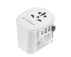 Gembird Universele Reisadapter - 15W - Geaard - Wit - Compacte Internationale Stroom Oplossing