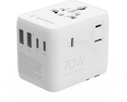 Gembird Universele Reisadapter 70W - Wit - Internationale Stroomvoorziening