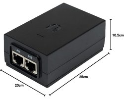 Netwerk Adapter - PoE Injector - Stroom Leveren - Snelle Ethernet - 187 cm - Zwart