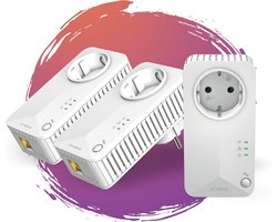 Powerline 600 Triple EU Set - 3 Adapters met Geïntegreerd Stopcontact