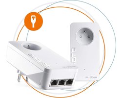 Powerline Adapters Set - Internet Versterkers - Stabiel Internet Thuis - Drie Gigabit Ethernet Poorten - 2400 Mbit/s - Wit