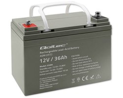Qoltec Akumulator AGM | 12V | 36Ah | Bezobsługowy | Wydajny | LongLife | do UPS skutera