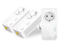 STRONG - Powerline 600 Kit - Trio Prises CPL - Powerline Kit - 600 Mbps - Elke Box/Router Compatibel - 1 Ethernet Poort + Gefilterde Aansluiting - Snelle Installatie - Overal Breedband Internet Toegang - Wit - 4 jaar garantie