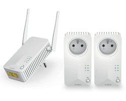 Verpakking met 2 CPL 600 Mbps en 1 CPL Wifi Stopcontact en Ethernet-poort voor Uitgebreid Wifi-netwerk - Ideaal voor Multitv en HD-streaming