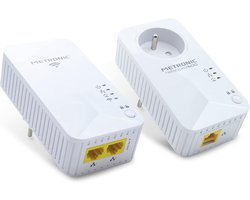 WiFi Powerline Adapter met Stopcontact - 600 Mbit/s Snelheid - 3x Ethernet Poort
