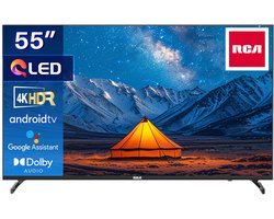 RCA Android Smart TV - QLED UHD 4K - 55 inch/140 cm - Frameless Design - Tripple Tuner DVB-T/T2/S/S2/C - HDMI x3, USB x2, CI+ - Voice control & streaming apps - Geassembleerd in Eindhoven - RAQ55UN1