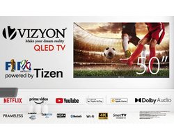 Vizyon VZ50QEU8110 - Televisie - QLED - Smart TV - 4K - HDR - 50 inch - Ultra HD
