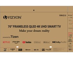 Vizyon VZ70QEU8110 - Televisie - QLED - Smart TV - 4K - HDR - 70 inch - Ultra HD