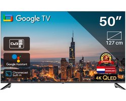 4K Ultra HD Google TV | TeeView 50 inch QLED TV | 3xHDMI 2x USB | Ci+ | Triple Tuner DVB-T/T2/S/S2/C | Frameless Design | Smart TV | in Eindhoven geassembleerd | TeeView TV50QQG-EU
