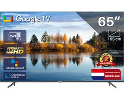 Google Smart TV | TeeView 65 inch 4K Ultra HD | 3xHDMI 2x USB | Ci+ | Triple Tuner DVB-T/T2/S/S2/C | Frameless Design | in Eindhoven geassembleerd | TV65QUG-EU