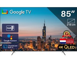Google Smart TV | TeeView 85 inch QLED | 4K Ultra HD | 3xHDMI 2x USB | Ci+ | Triple Tuner DVB-T/T2/S/S2/C | Frameless Design | in Eindhoven geassembleerd | TV85QQG-EU