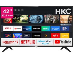 HKC HV42F1 TV 42 inch (106 cm) Smart TV met met Netflix, Prime Video, Rakuten TV, DAZN, Disney+, Youtube, Wifi, Triple Tuner DVB-T2 / S2 / C, Dolby Audio