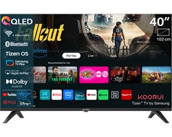 Koorui Smart TV - Tizen OS - QLED Full HD - 40 inch/102 cm - Streaming apps - AirPlay - Controle Mode - HDMI x3, USB x2, CI+ - Tripple Tuner DVB-T/T2/S/S2/C - Frameless Design - Geassembleerd in Nederland - K40Q1F-T8
