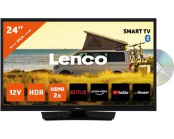 Lenco DVL-2483BK (V2) - 24" Smart TV met ingebouwde DVD speler en 12V Auto Adapter - Zwart