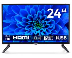 MEDION Full HD TV 59,9 cm (24 inch) (perfect voor camping, camper, vrachtwagen, tuin, 12V auto-adapter, triple tuner, HDMI, USB), MD824000, zwart