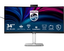Philips 6000 series 34B2U6603CH - Curved Ultrawide Monitor - Webcam - Thunderbolt 4 - USB-C 100w - Smart KVM - 34 inch
