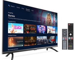 STRONG - 32” HDTV (80 cm) SRT32HD5553 - Connected TV met Android TV - Chromecast - Google assistant - Wifi - Bluetooth - HDR - NETFLIX - Drievoudige tuner - 2 HDMI-poorten (1 ARC) + 1 USB-poorten + Mini-AV + Antenne/Sat Jack - Zwart