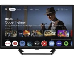 STRONG - TV 24” (60 cm) HD SRT24HG4723C Smart Google TV - 12V Ideaal Caravan, camping, boot - Geïntegreerde drievoudige tuner - 2 HDMI-poorten (1 ARC) + 1 USB-poort + Mini-AV + Antenne/Sat-aansluiting - Zwart